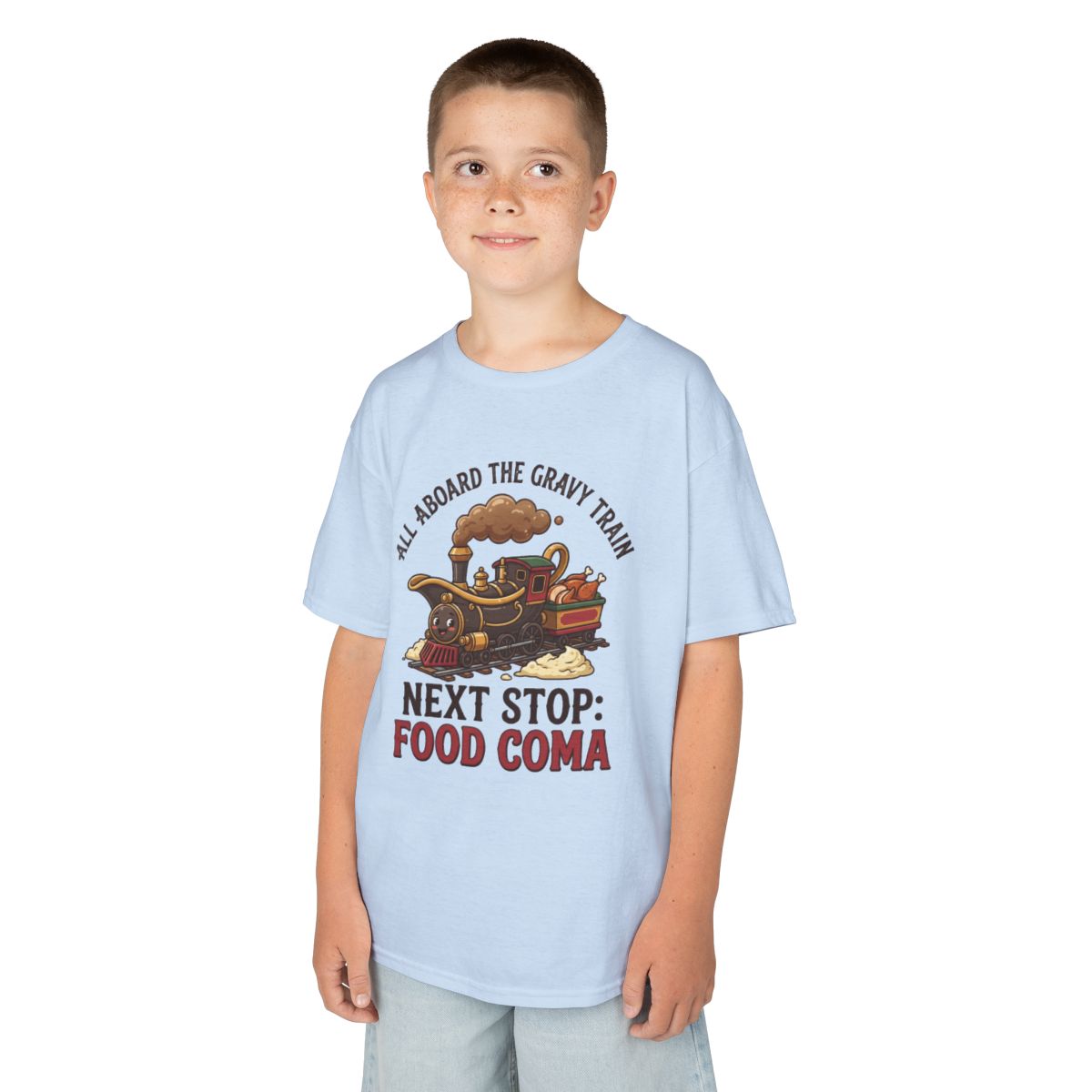Color: Light Blue | Next Stop Food Coma Kids Tee
