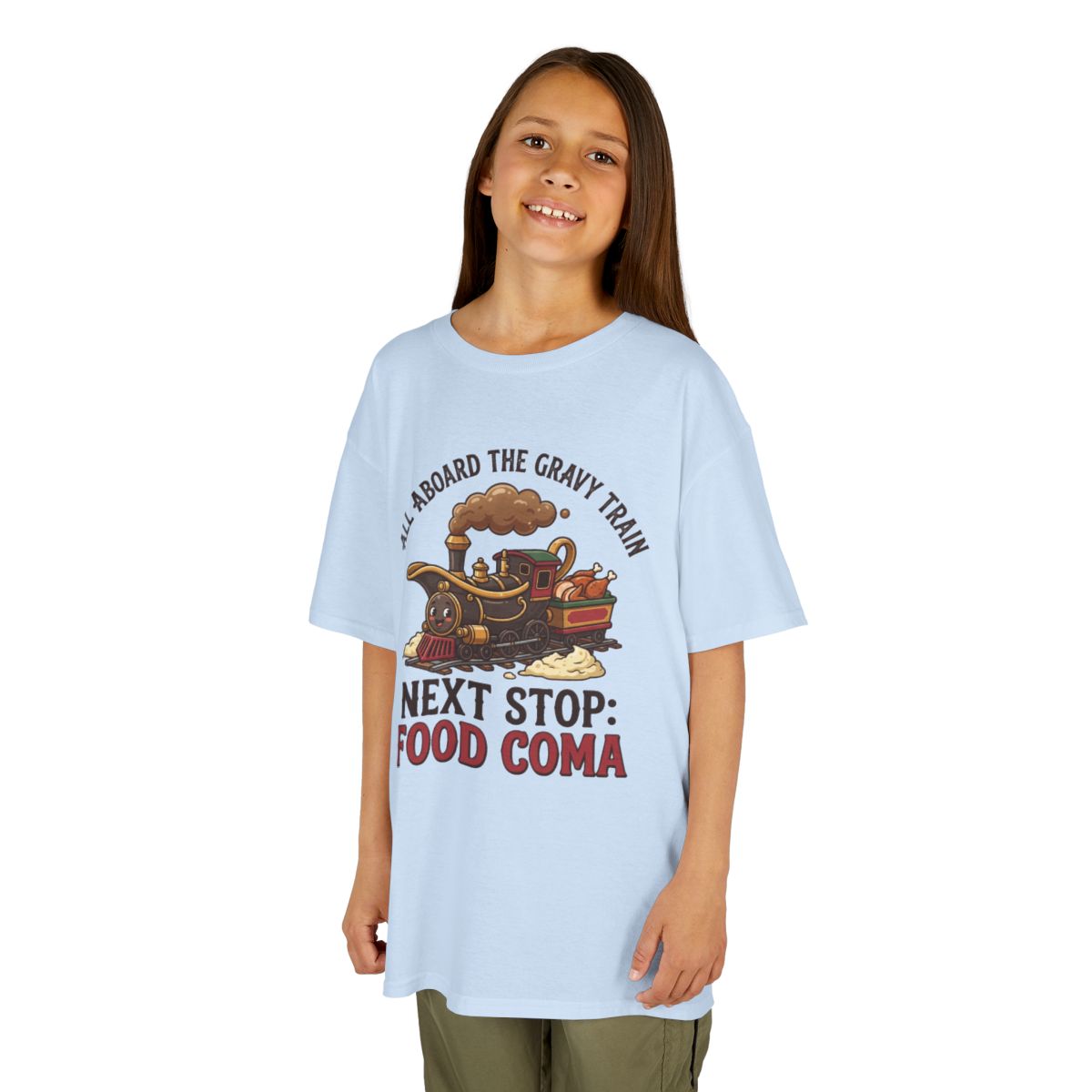 Color: Light Blue | Next Stop Food Coma Kids Tee