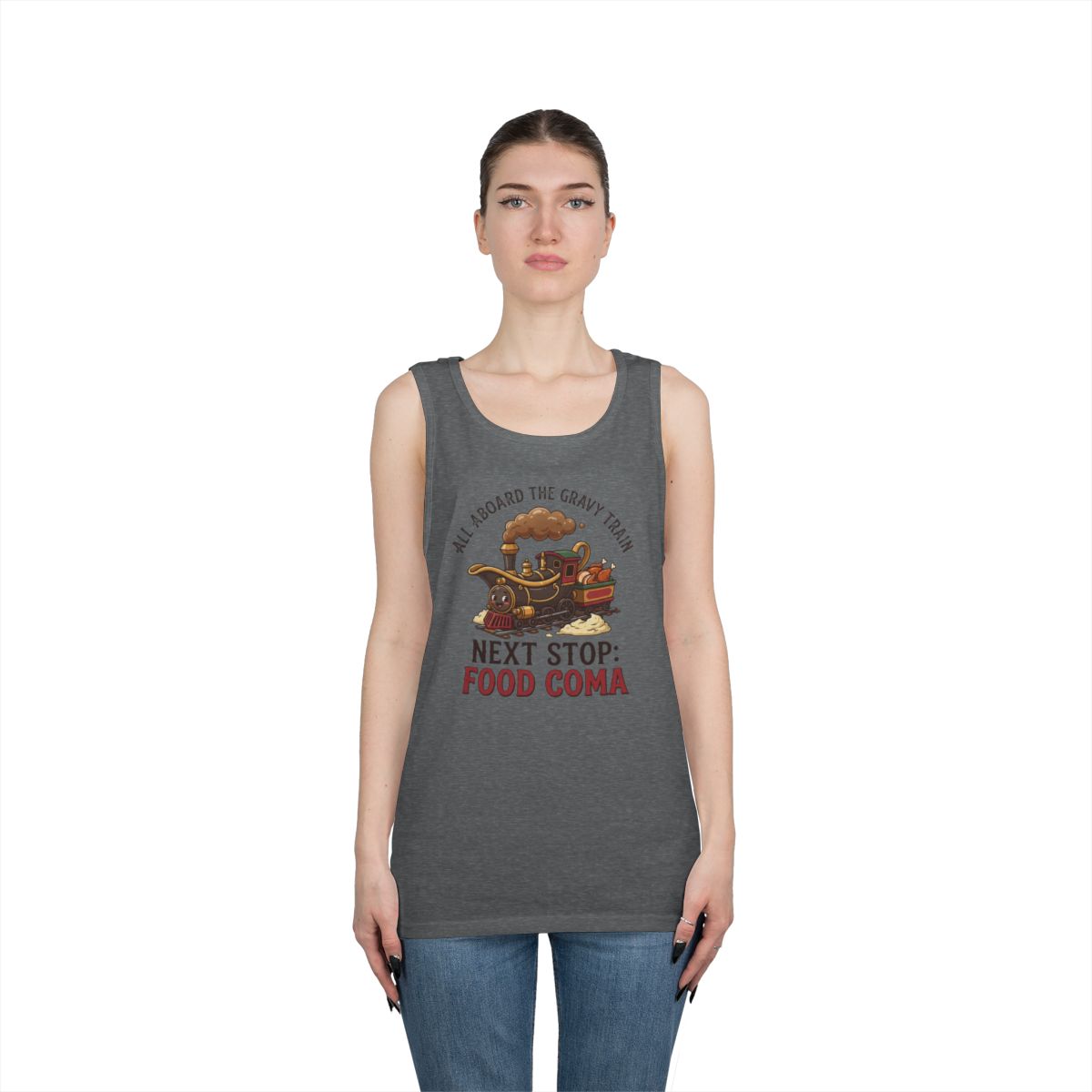 Color: Graphite Heather | Next Stop Food Coma Tank Top