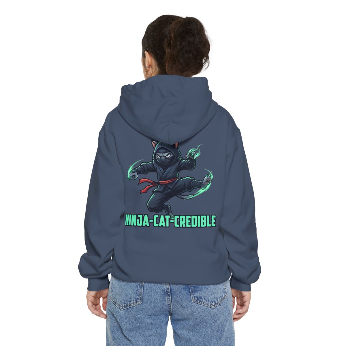 Color: Denim | Ninja Cat Credible Garment-Dyed Hoodie