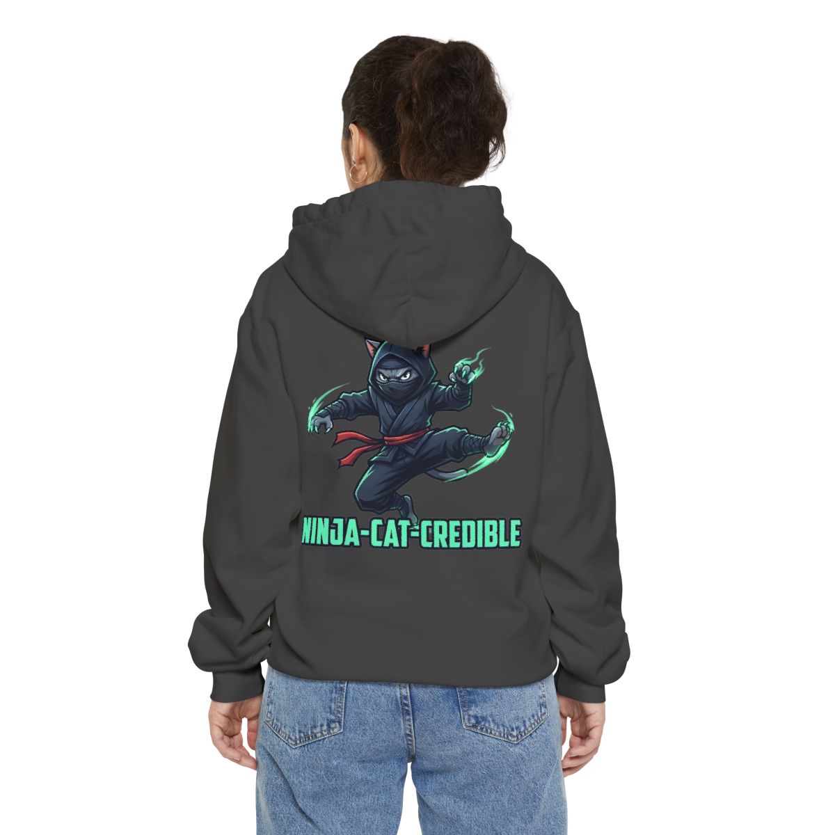 Color: Pepper | Ninja Cat Credible Garment-Dyed Hoodie