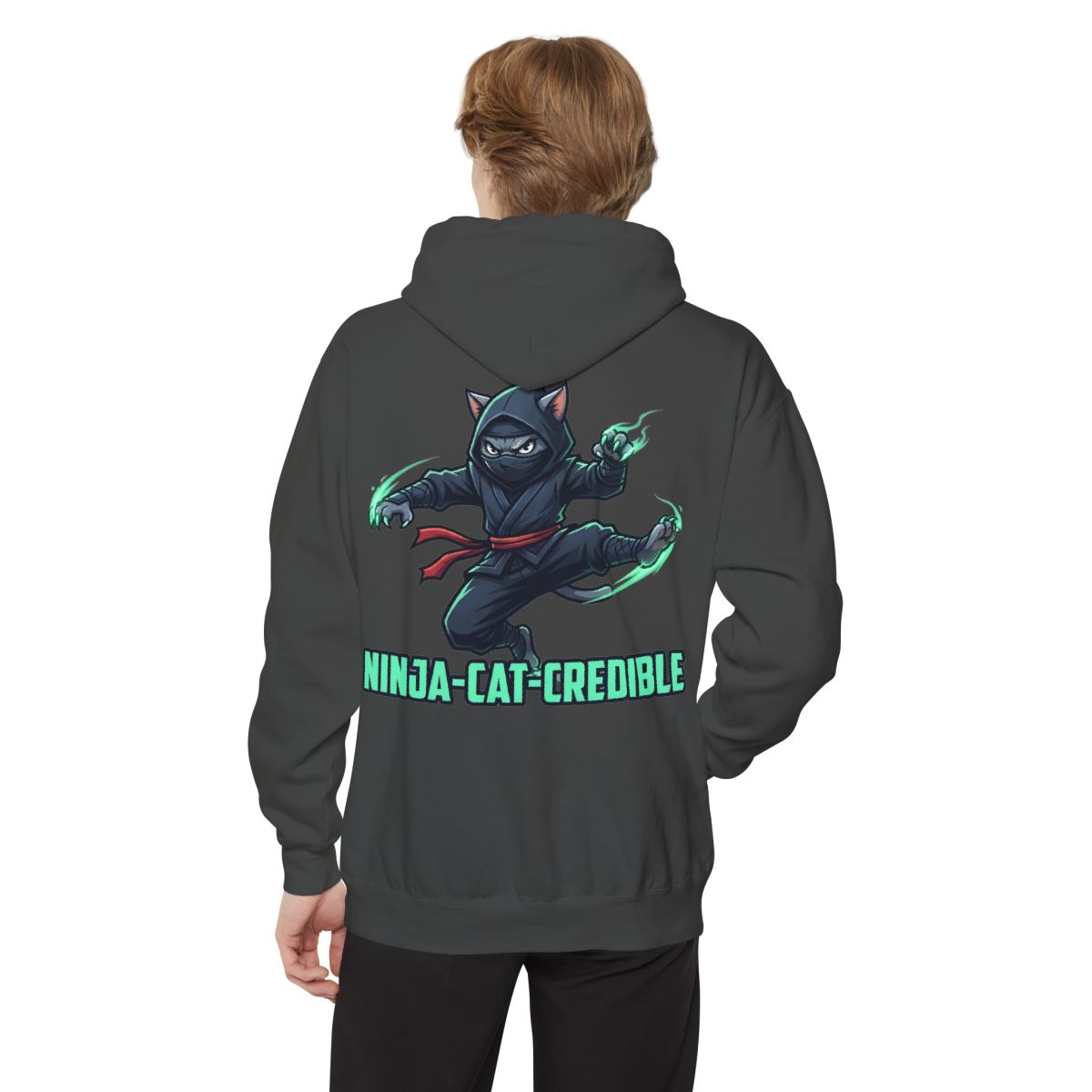 Color: Pepper | Ninja Cat Credible Garment-Dyed Hoodie