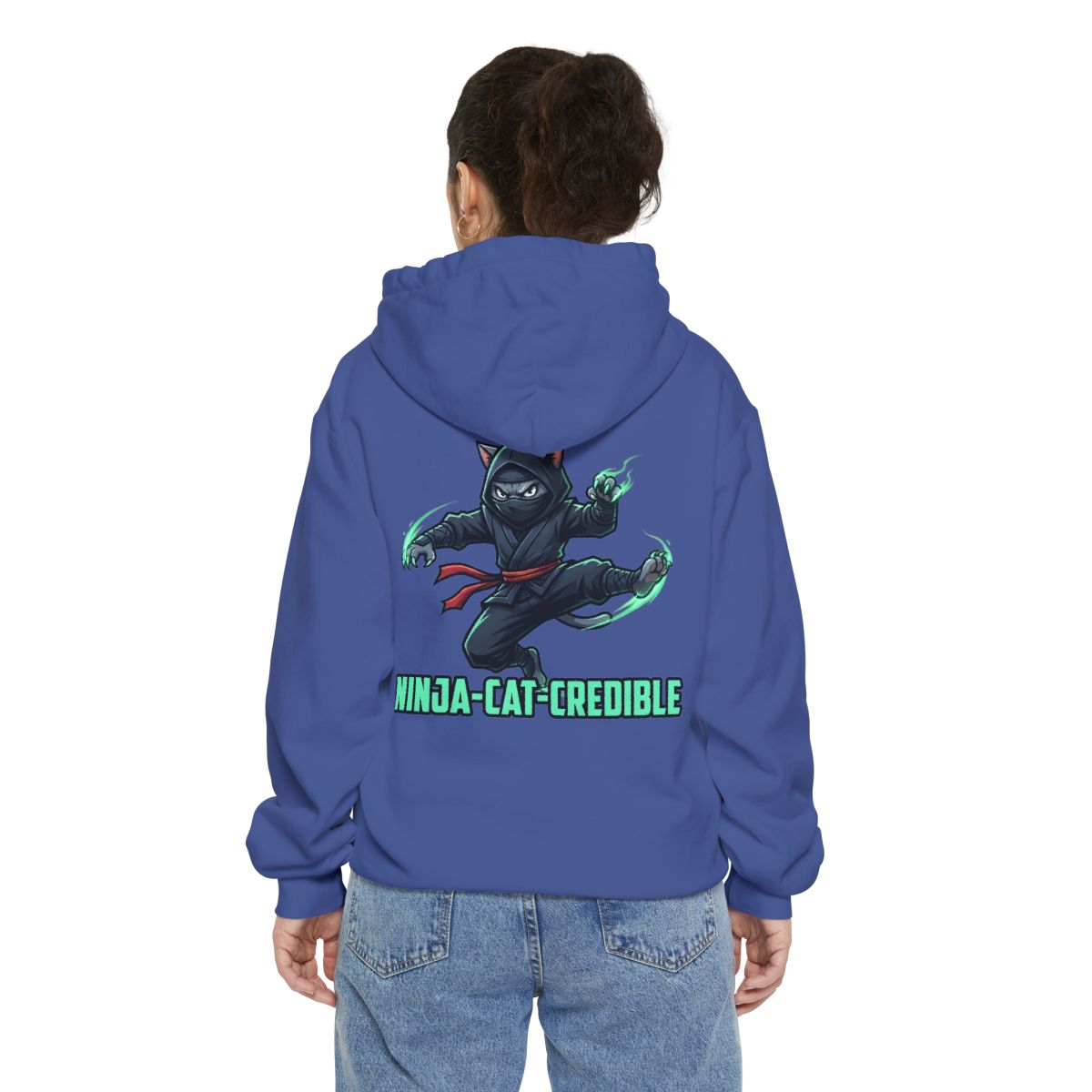 Color: Flo Blue | Ninja Cat Credible Garment-Dyed Hoodie