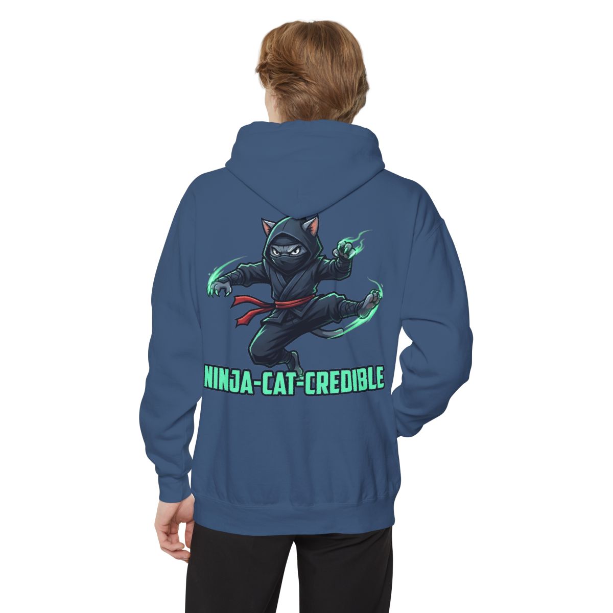 Color: True Navy | Ninja Cat Credible Garment-Dyed Hoodie
