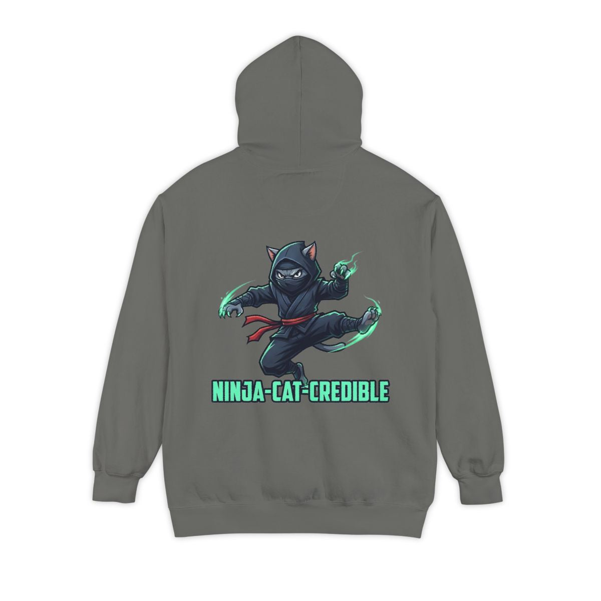 Color: Grey | Ninja Cat Credible Garment-Dyed Hoodie