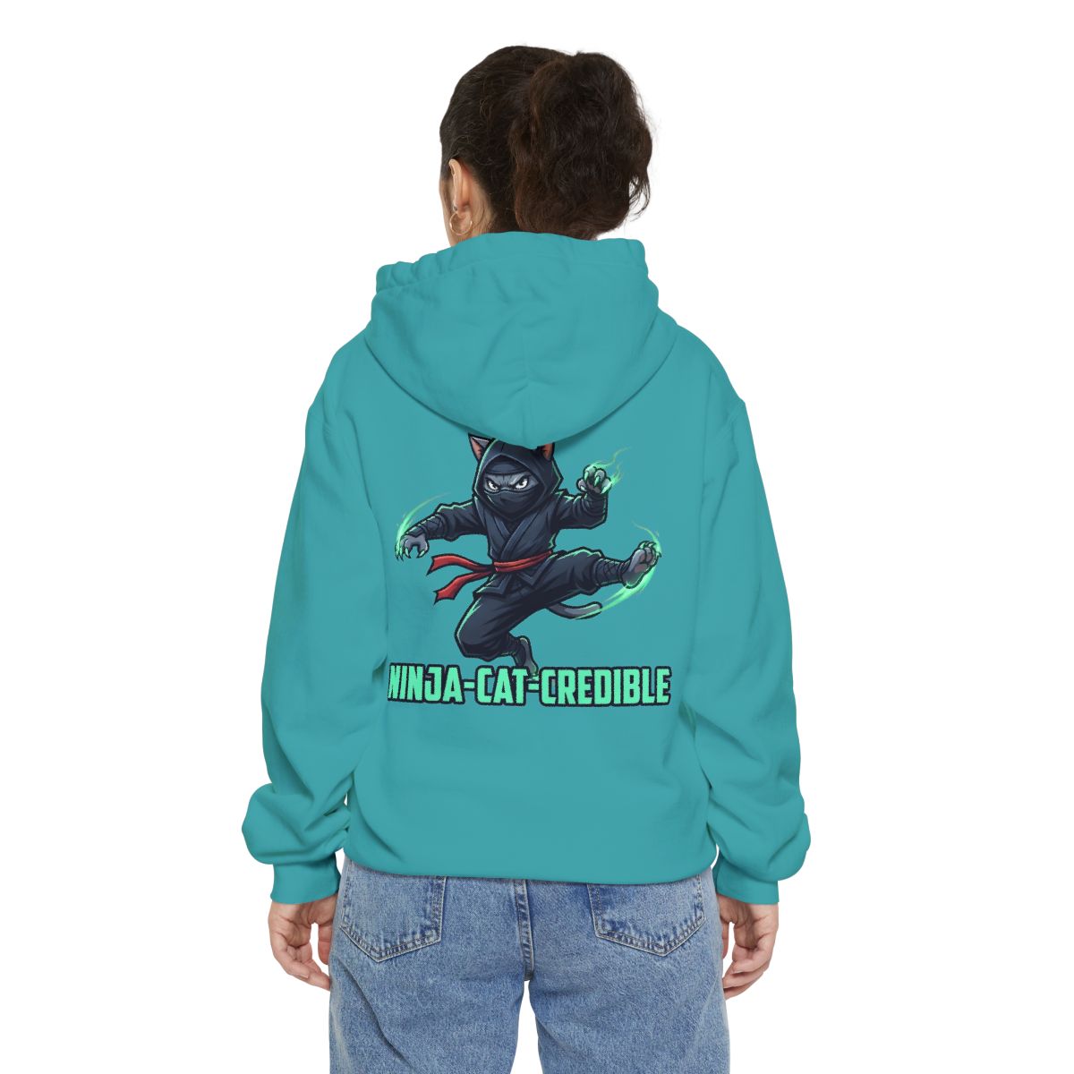 Color: Seafoam | Ninja Cat Credible Garment-Dyed Hoodie