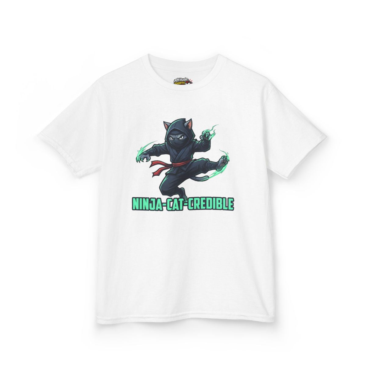 Color: White | Ninja Cat Credible Kids Tee