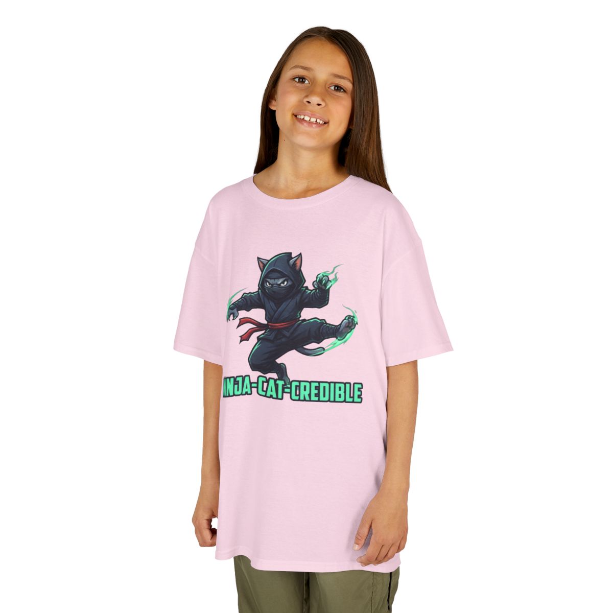 Color: Light Pink | Ninja Cat Credible Kids Tee