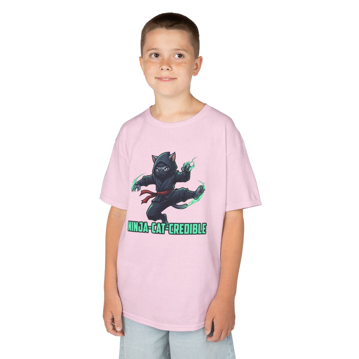 Color: Light Pink | Ninja Cat Credible Kids Tee