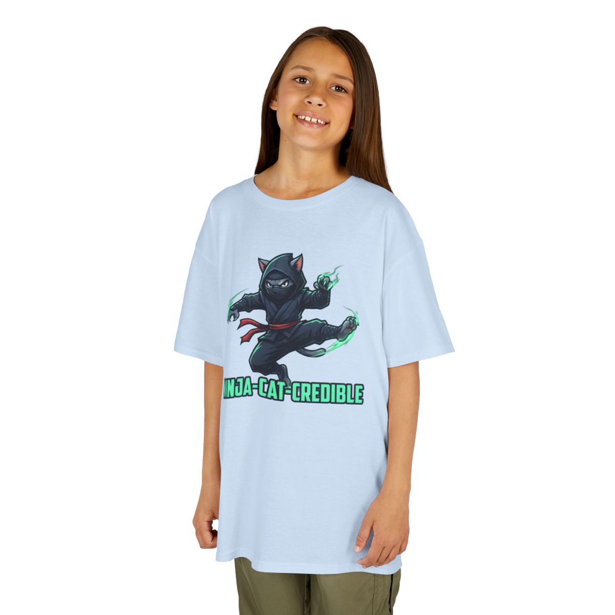 Color: Light Blue | Ninja Cat Credible Kids Tee