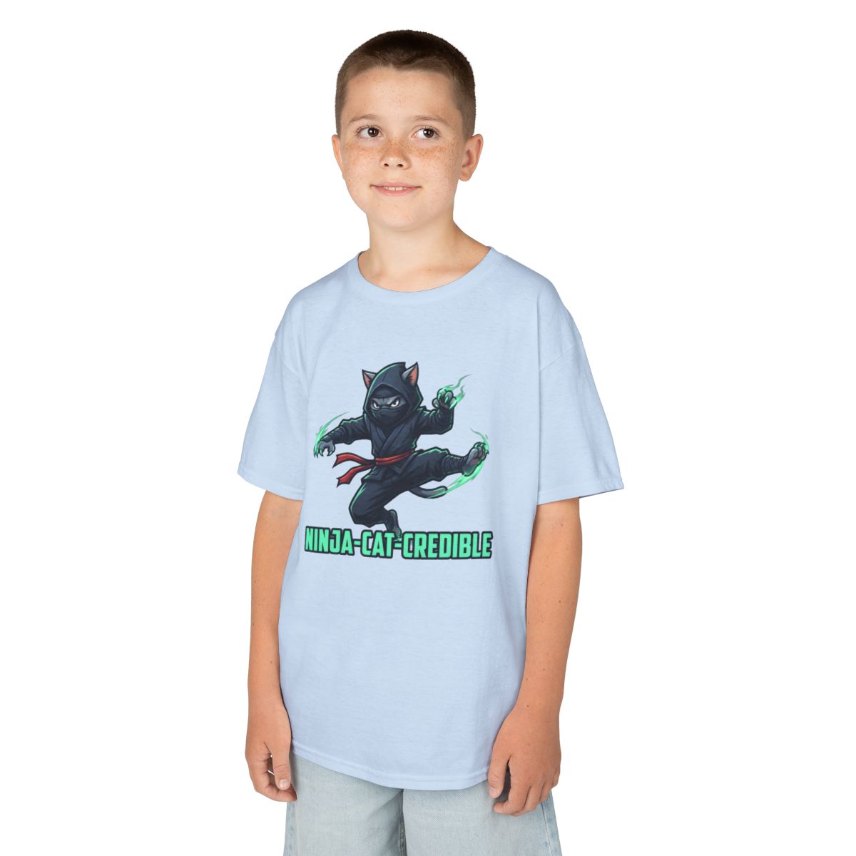 Color: Light Blue | Ninja Cat Credible Kids Tee