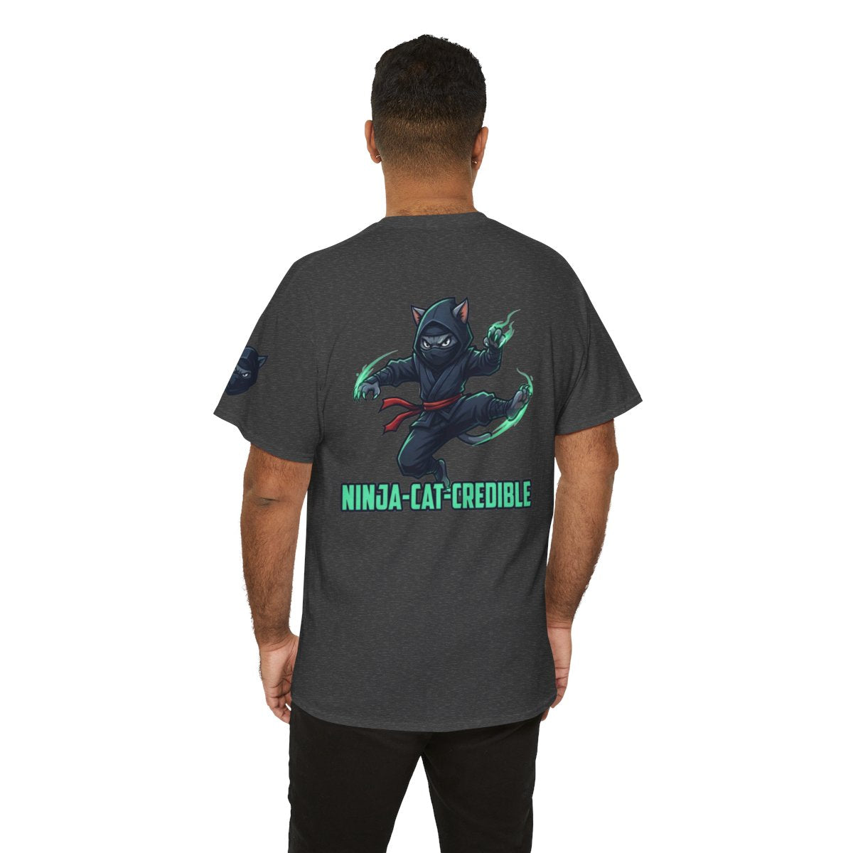 Color: Dark Heather | Ninja Cat Credible Premium Graphic Tee
