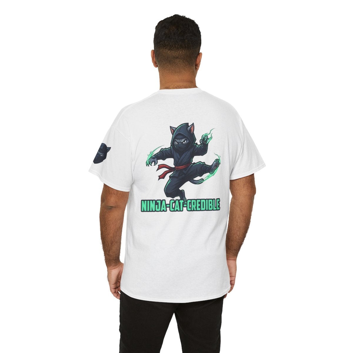 Color: White | Ninja Cat Credible Premium Graphic Tee