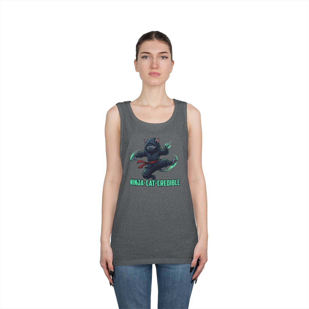 Color: Graphite Heather | Ninja Cat Credible Tank Top