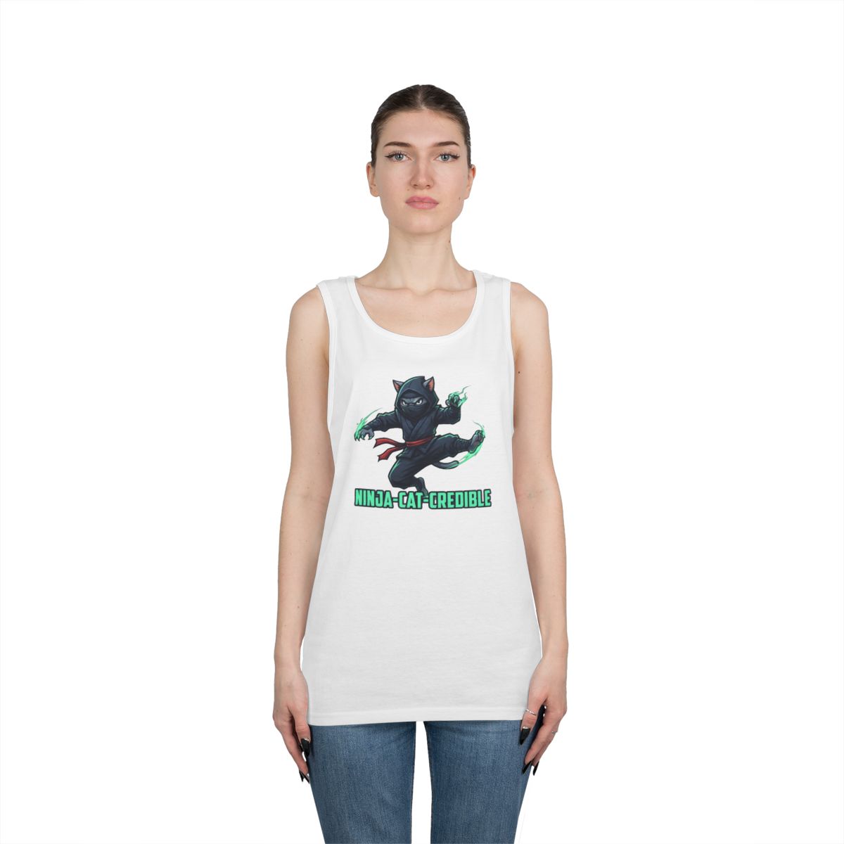 Color: White | Ninja Cat Credible Tank Top