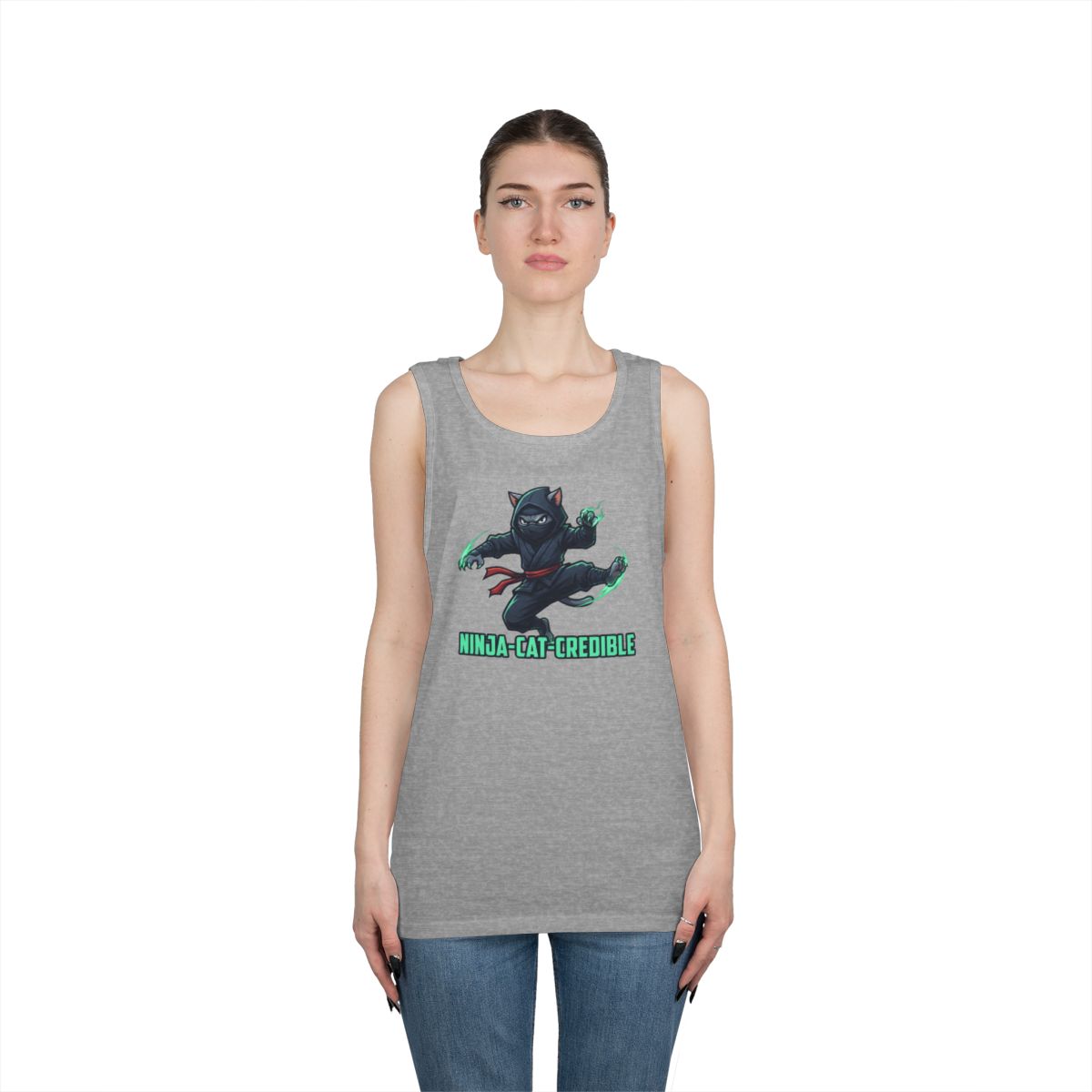 Color: Sport Grey | Ninja Cat Credible Tank Top