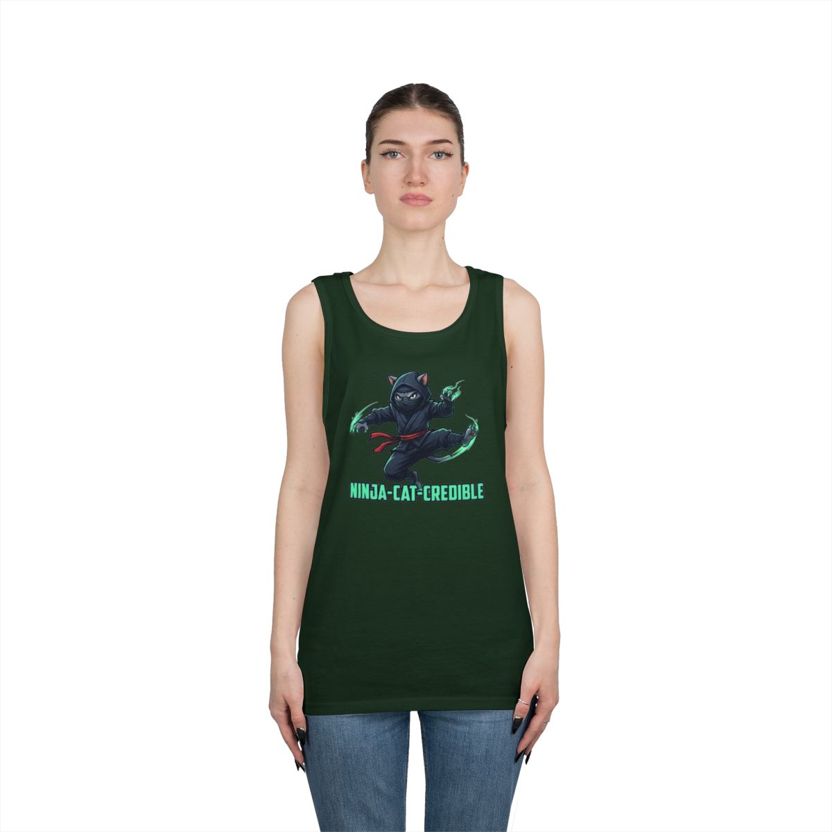 Color: Forest Green | Ninja Cat Credible Tank Top