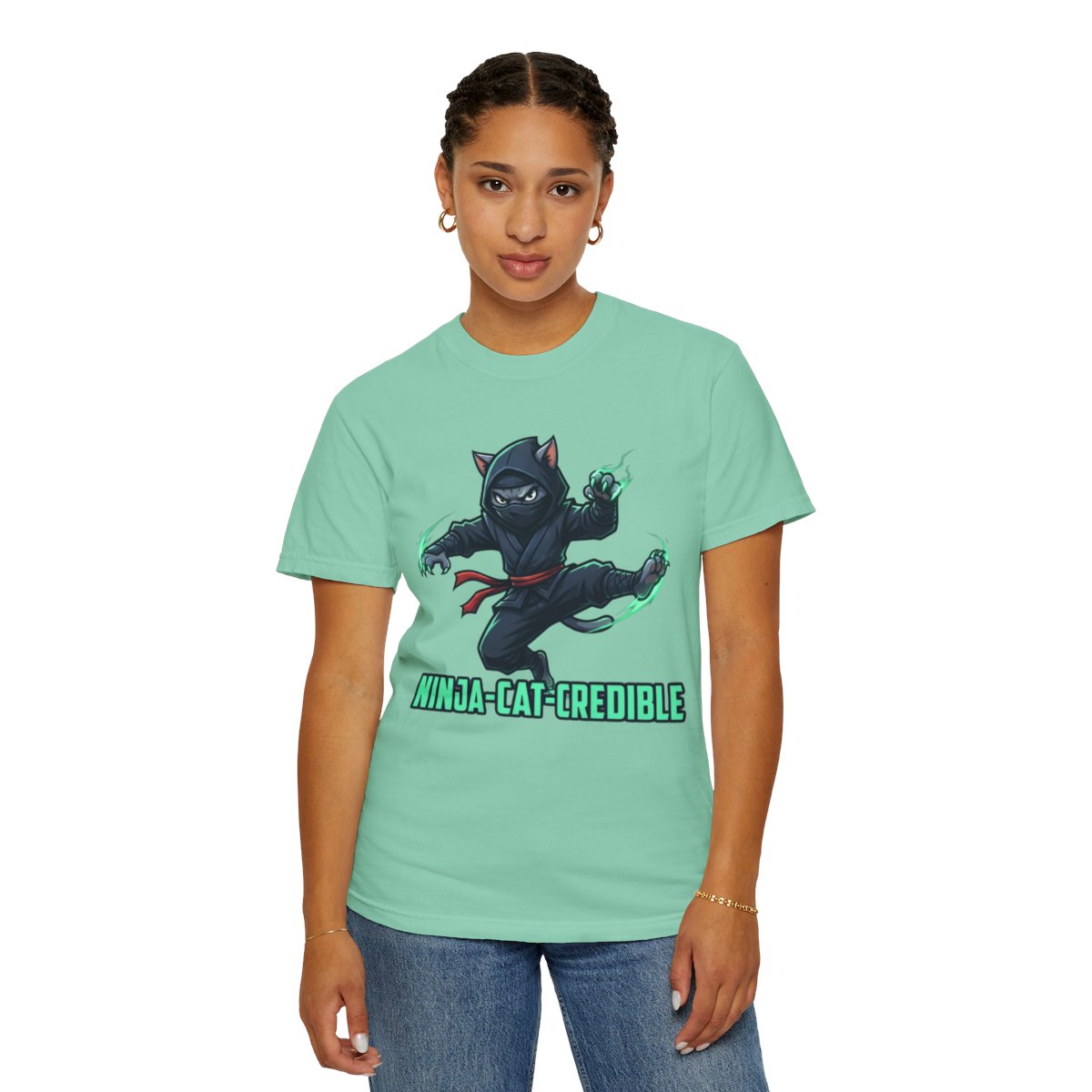 Color: Island Reef | Ninja Cat Credible Unisex Garment-Dyed Tee