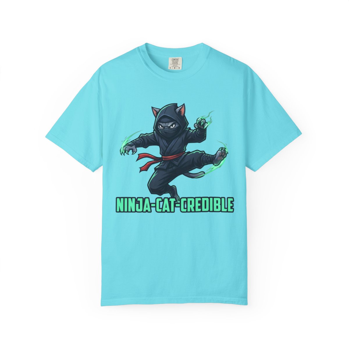 Color: Lagoon Blue | Ninja Cat Credible Unisex Garment-Dyed Tee