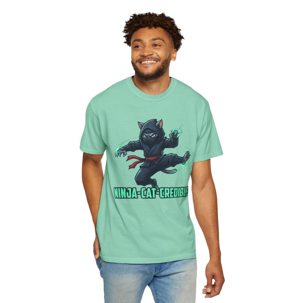 Color: Island Reef | Ninja Cat Credible Unisex Garment-Dyed Tee