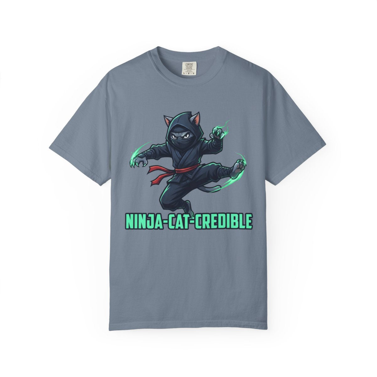 Color: Blue Jean | Ninja Cat Credible Unisex Garment-Dyed Tee