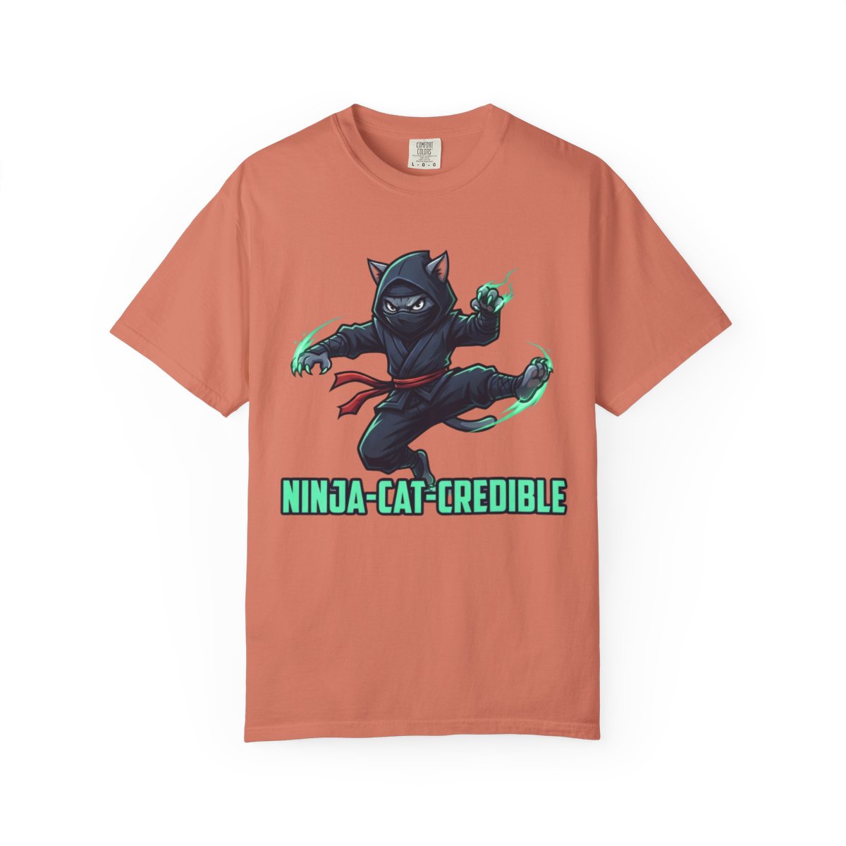 Color: Terracotta | Ninja Cat Credible Unisex Garment-Dyed Tee