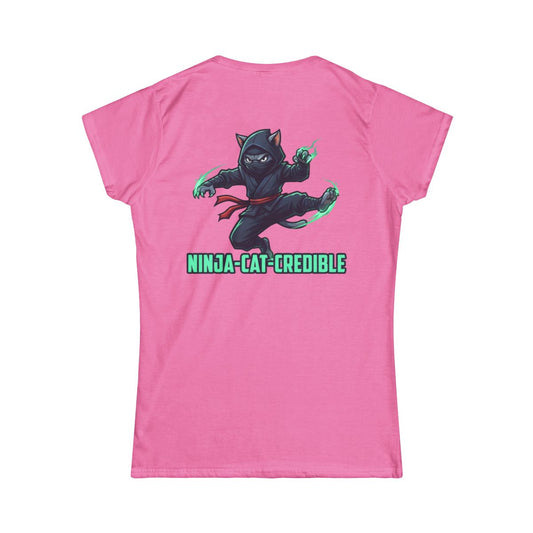 Color: Azalea | Ninja Cat Credible Women's Tee