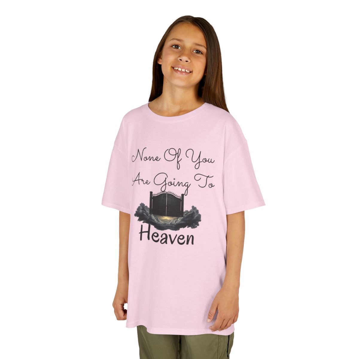 Color: Light Pink | None of You Are Going to Heaven Kids Tee