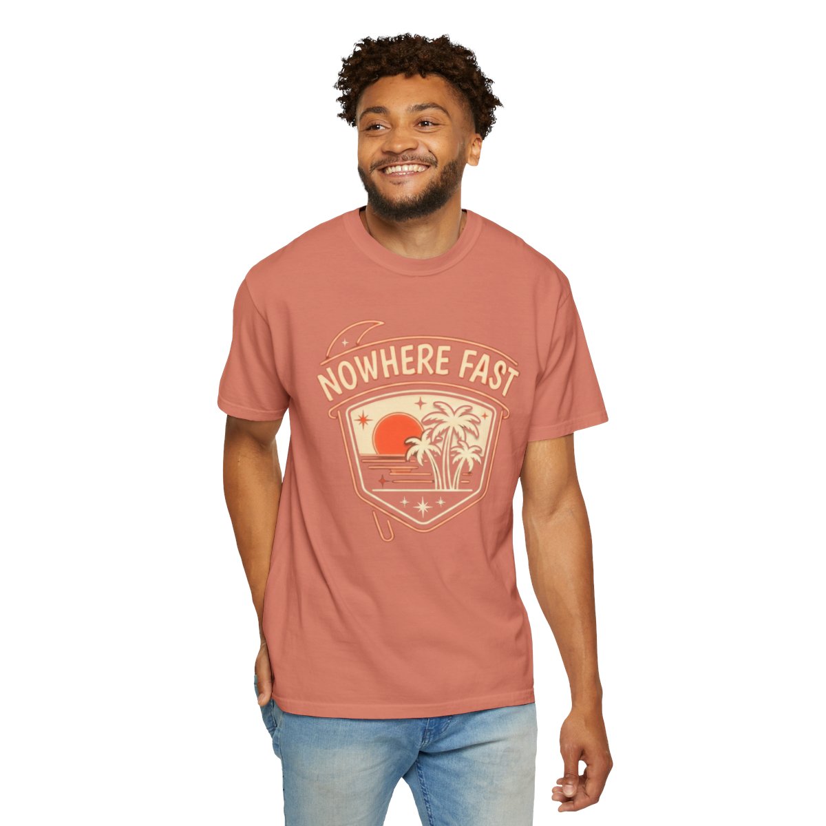 Color: Terracotta | Nowhere Fast Unisex Garment-Dyed Tee