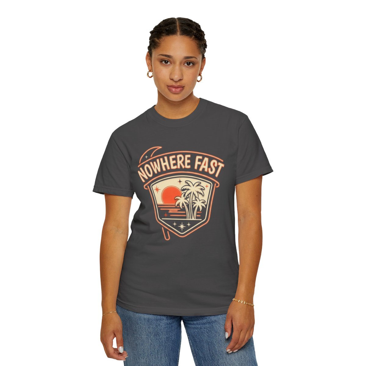 Color: Graphite | Nowhere Fast Unisex Garment-Dyed Tee