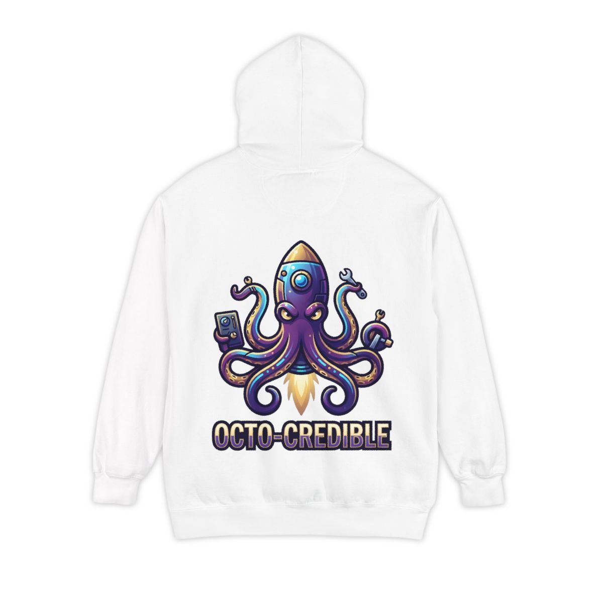 Color: White | Octo Credible Garment-Dyed Hoodie