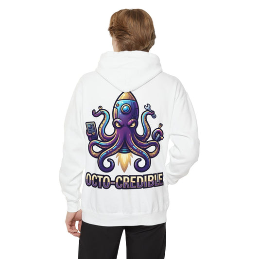 Color: White | Octo Credible Garment-Dyed Hoodie