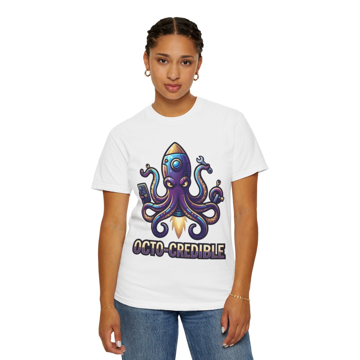 Color: White | Octo Credible Unisex Garment-Dyed Tee