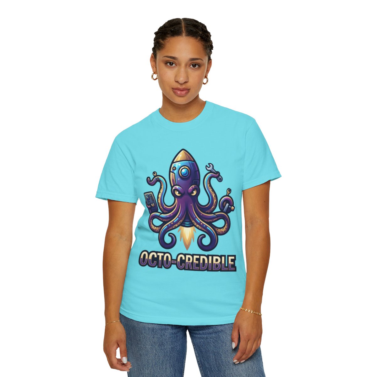 Color: Lagoon Blue | Octo Credible Unisex Garment-Dyed Tee