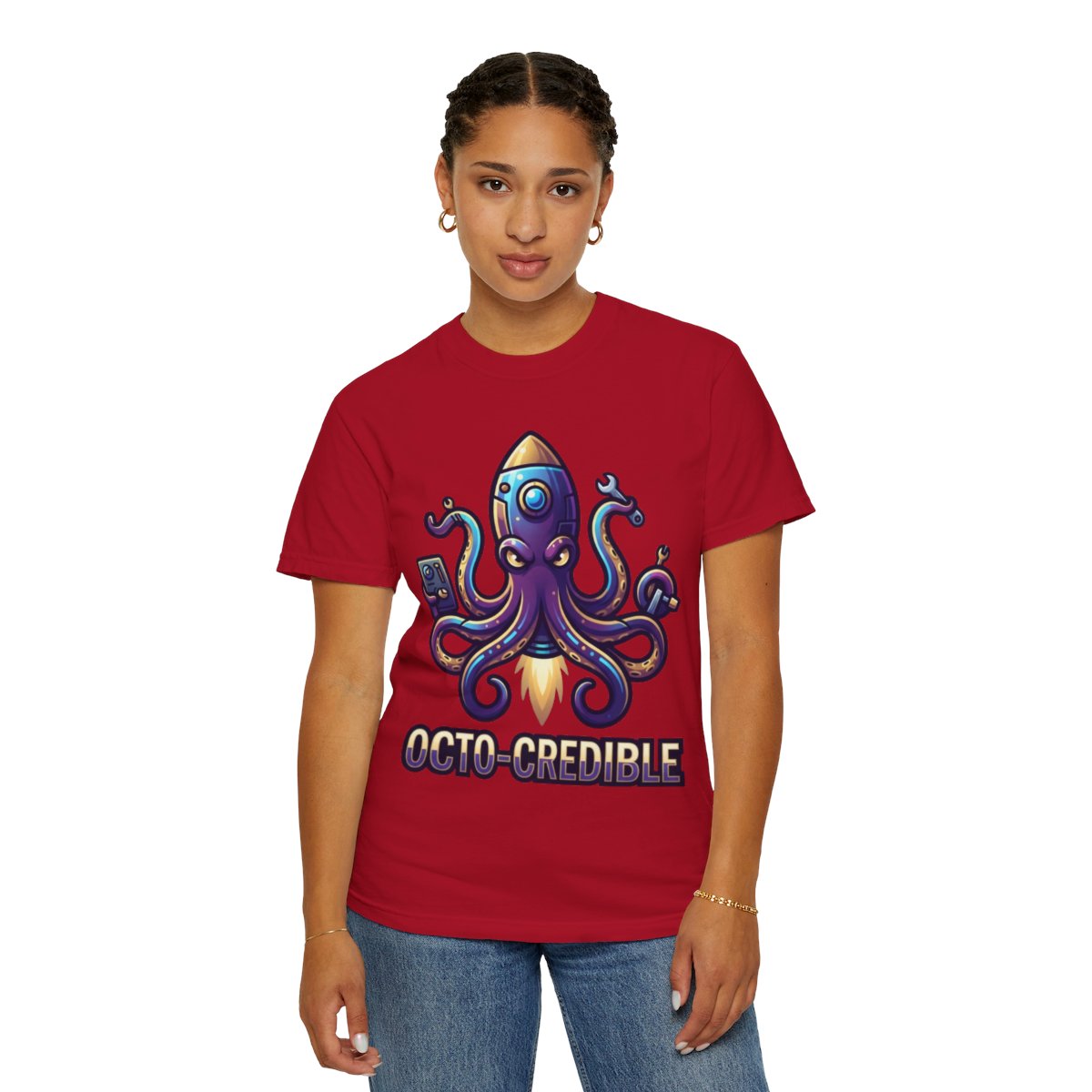 Color: Red | Octo Credible Unisex Garment-Dyed Tee