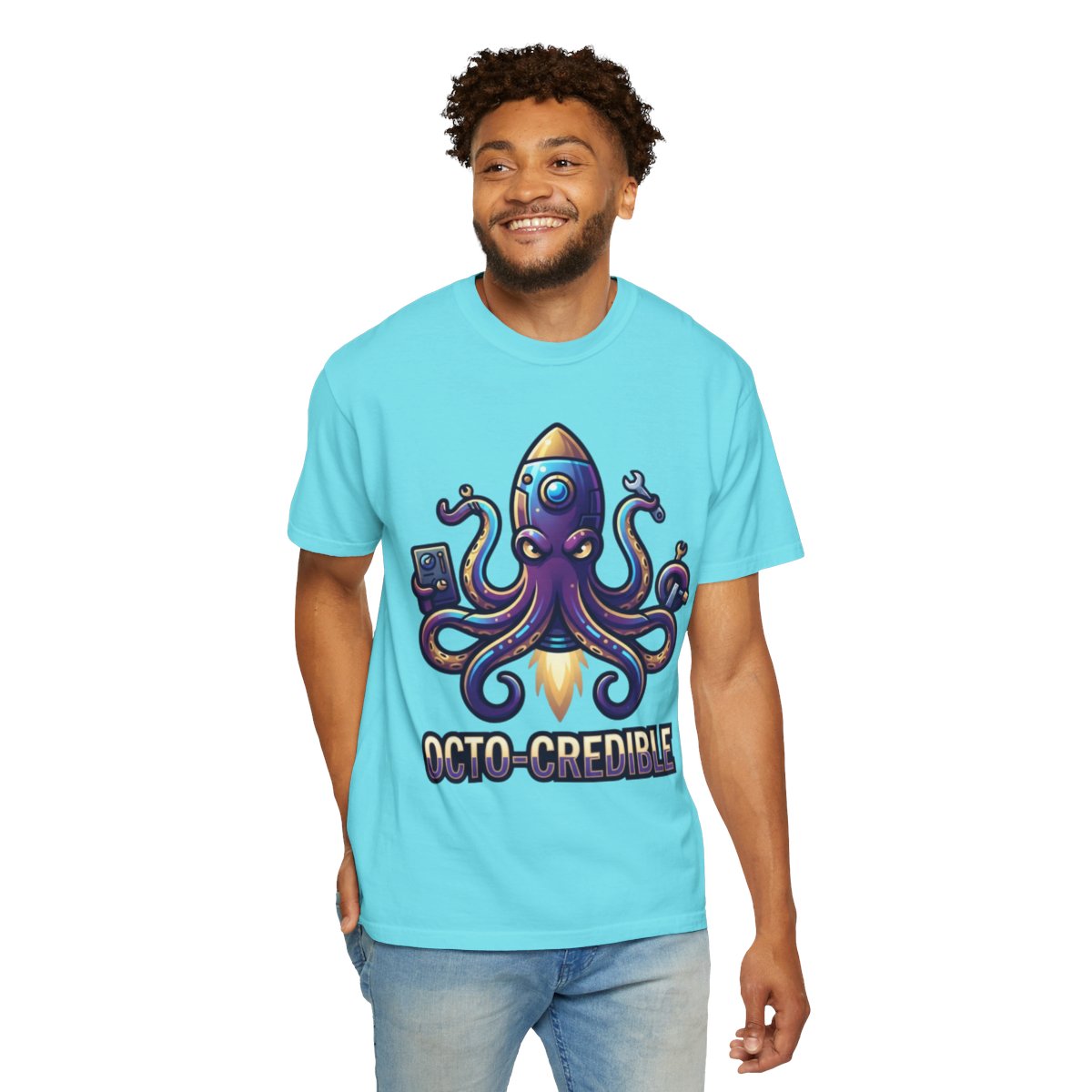 Color: Lagoon Blue | Octo Credible Unisex Garment-Dyed Tee