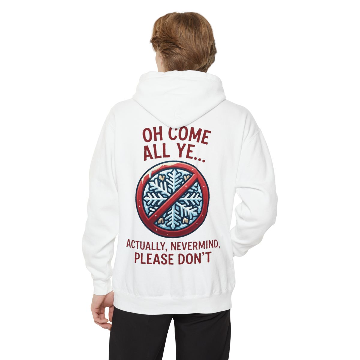 Color: White | Oh Come All Ye Garment-Dyed Hoodie
