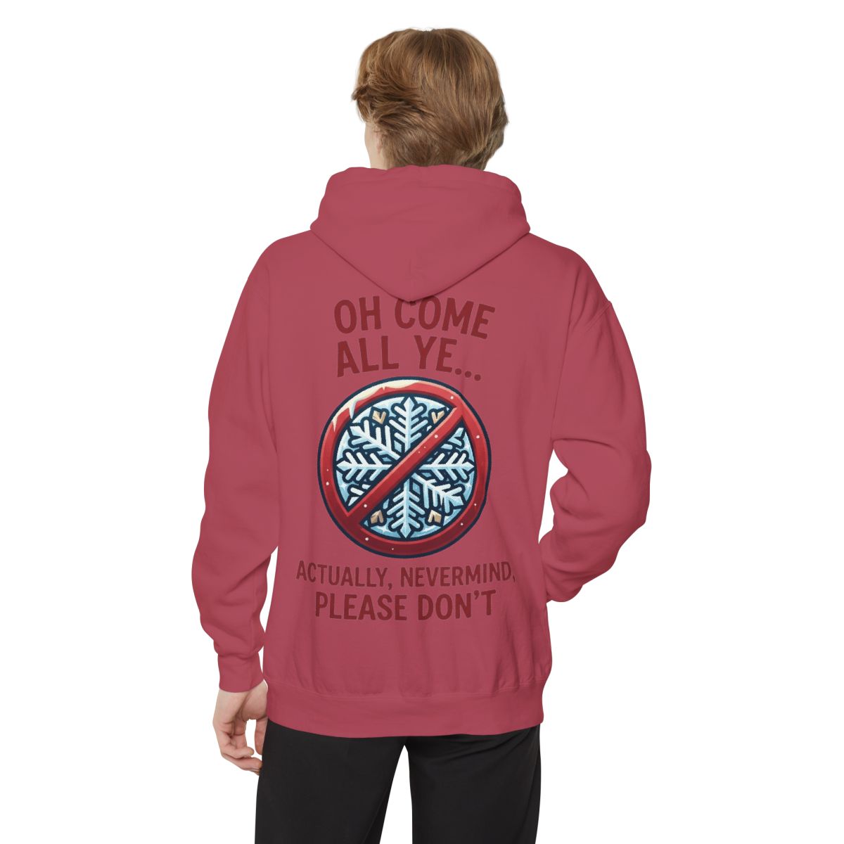 Color: Crimson | Oh Come All Ye Garment-Dyed Hoodie