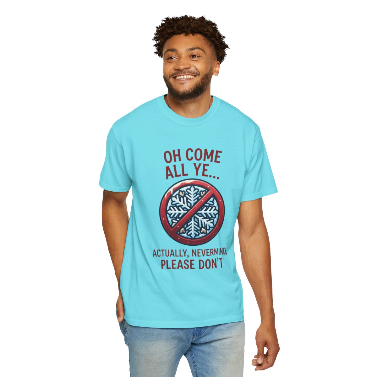 Color: Lagoon Blue | Oh Come All Ye Unisex Garment-Dyed Tee