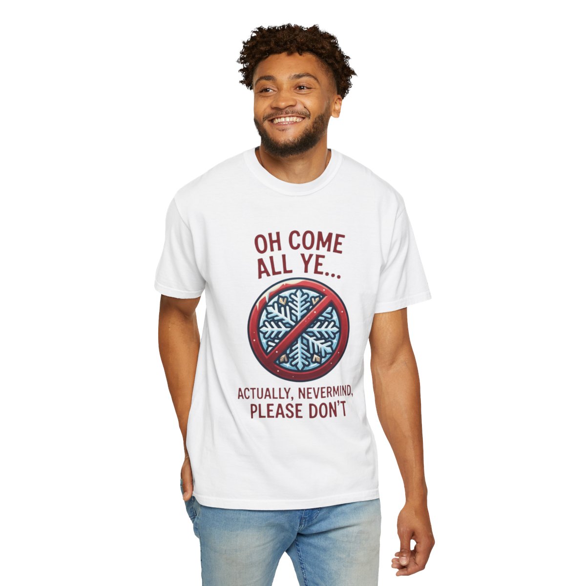 Color: White | Oh Come All Ye Unisex Garment-Dyed Tee