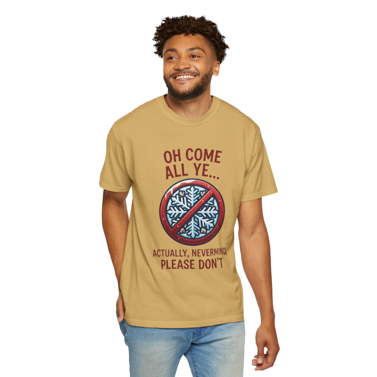 Color: Mustard | Oh Come All Ye Unisex Garment-Dyed Tee