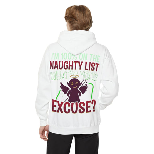 Color: White | On The Naughty List Garment-Dyed Hoodie