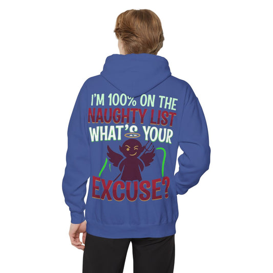 Color: Flo Blue | On The Naughty List Garment-Dyed Hoodie