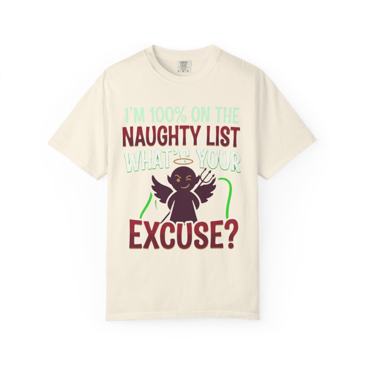 Color: Ivory | On The Naughty List Unisex Garment-Dyed Tee
