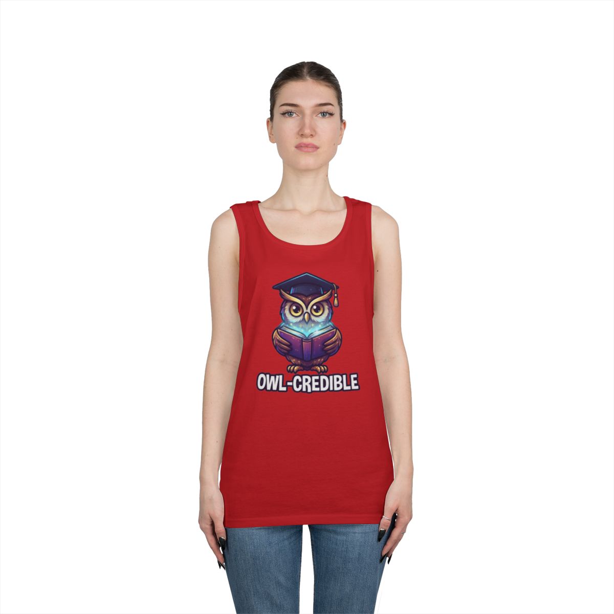 Color: Red | Owl Credible Tank Top