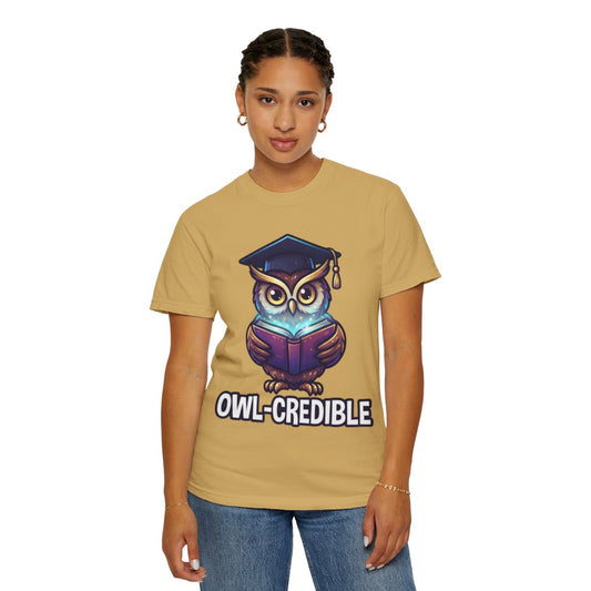 Color: Mustard | Owl Credible Unisex Garment-Dyed Tee