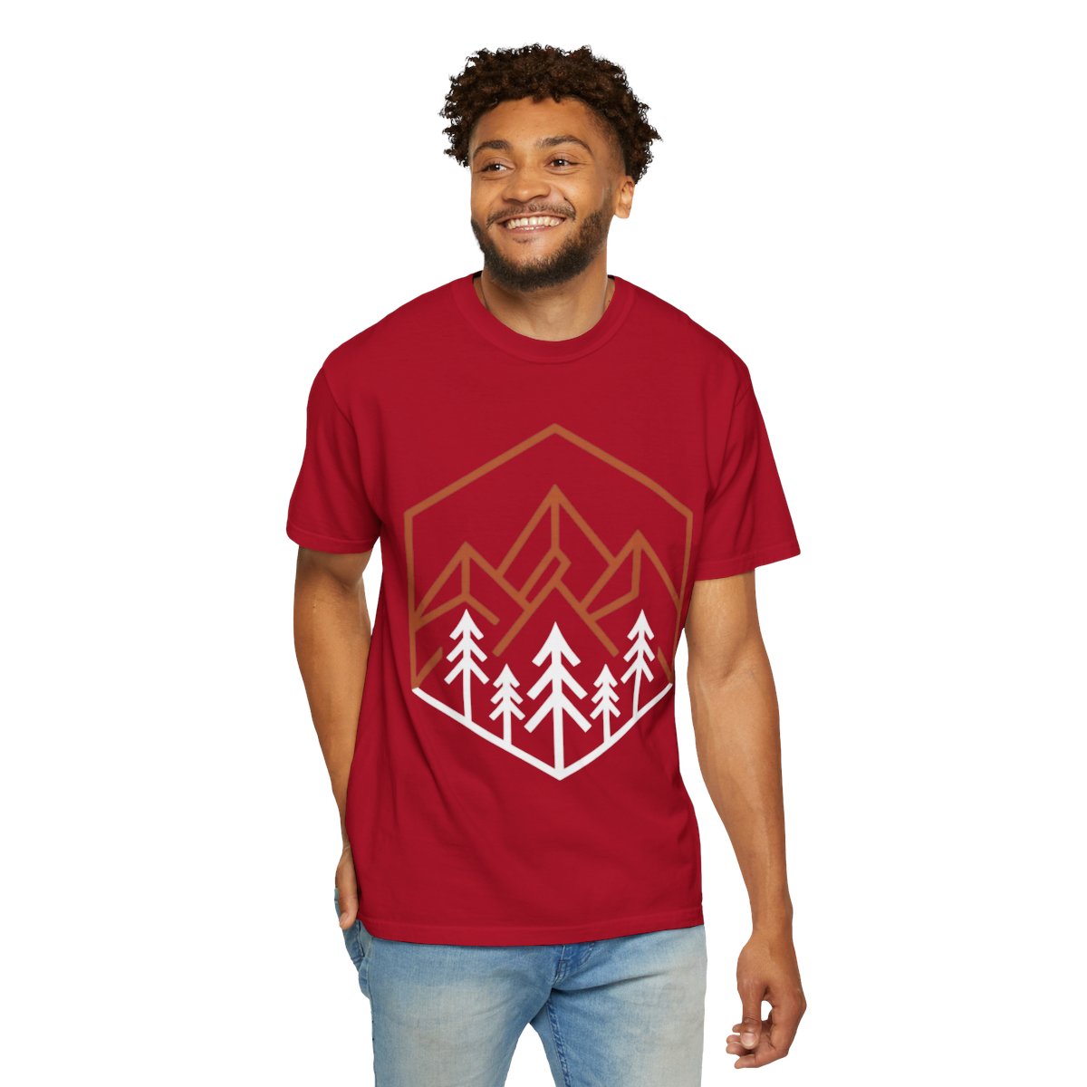 Color: Red | Peaks Unisex Garment-Dyed Tee