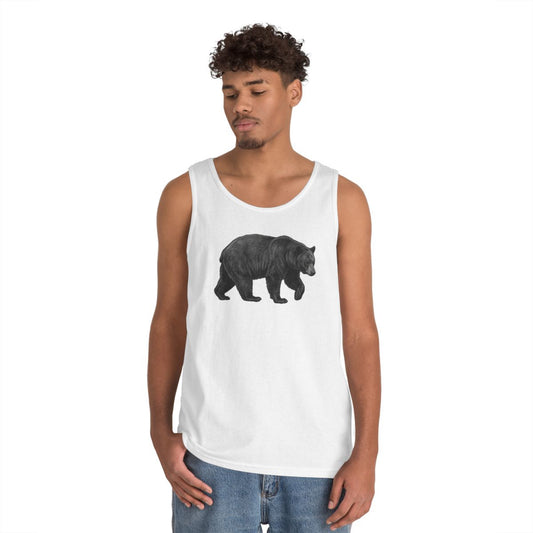 Color: White | Pencil Sketch Art Black Bear Tank Top