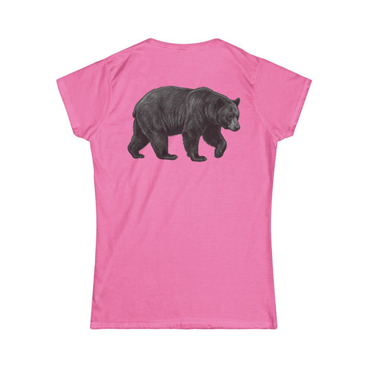 Color: Azalea | Pencil Sketch Art Black Bear Women's Tee