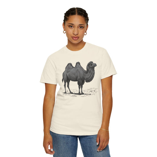 Color: Ivory | Pencil Sketch Art Camel Unisex Garment-Dyed Tee